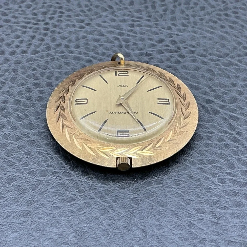 Vintage Rivo Mens Watch Champagne Dial Gold Tone Swiss 17 Jewels Antimagnetic